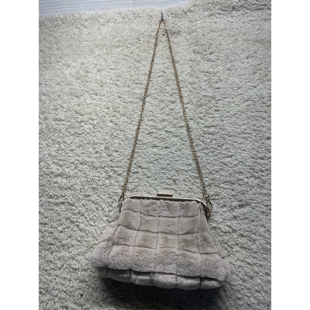 Urban Expressions Womens Faux Fur Chain Evening Clutch Crossbody Small EUC